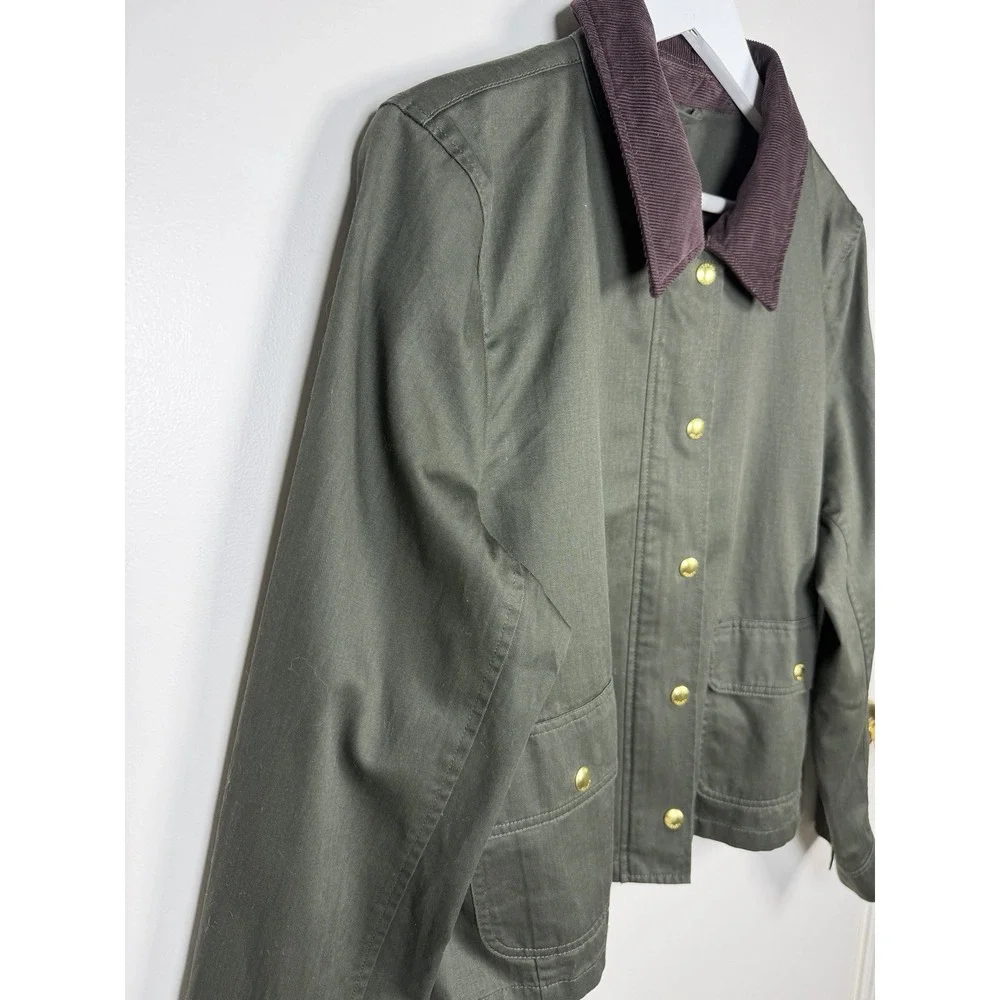 J.Crew Factory Size Large Cropped Olive Green Field Barn Collared Jacket NWOT